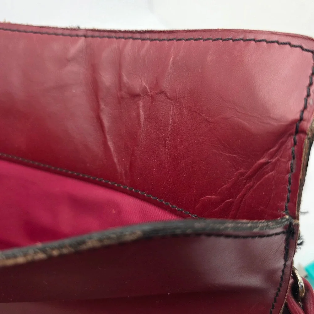 Maximillian Top Grain Cowhide Leather‎ Laptop Bag Briefcase Burgundy Vintage